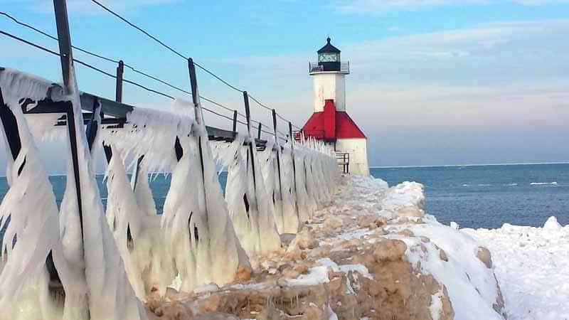 Winter Lighthouse, Lake Michigan Road Trip