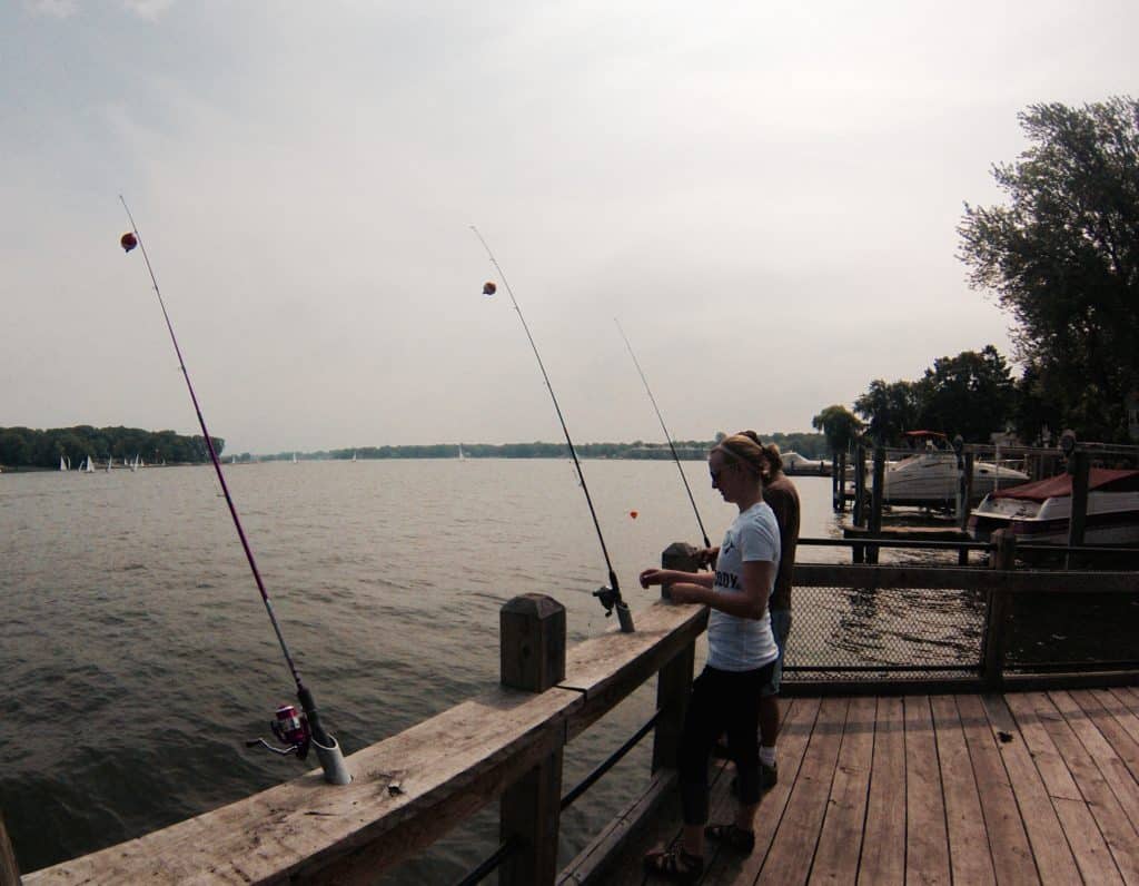 Dock Fishing From Muskegon Pier. Photo By Michele Eichstead