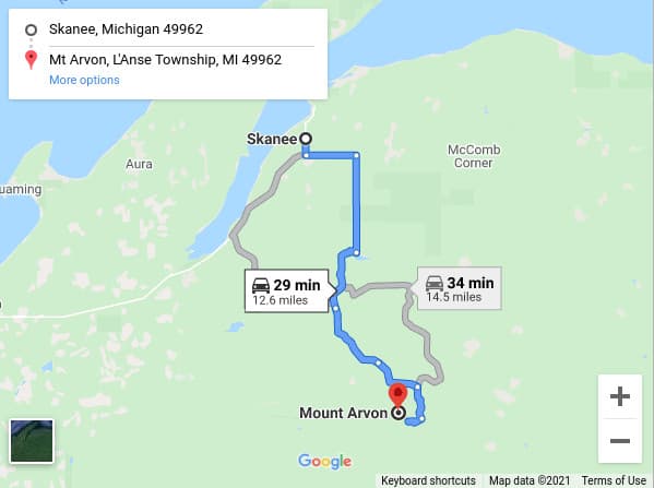 Mount Arvon Map Directions