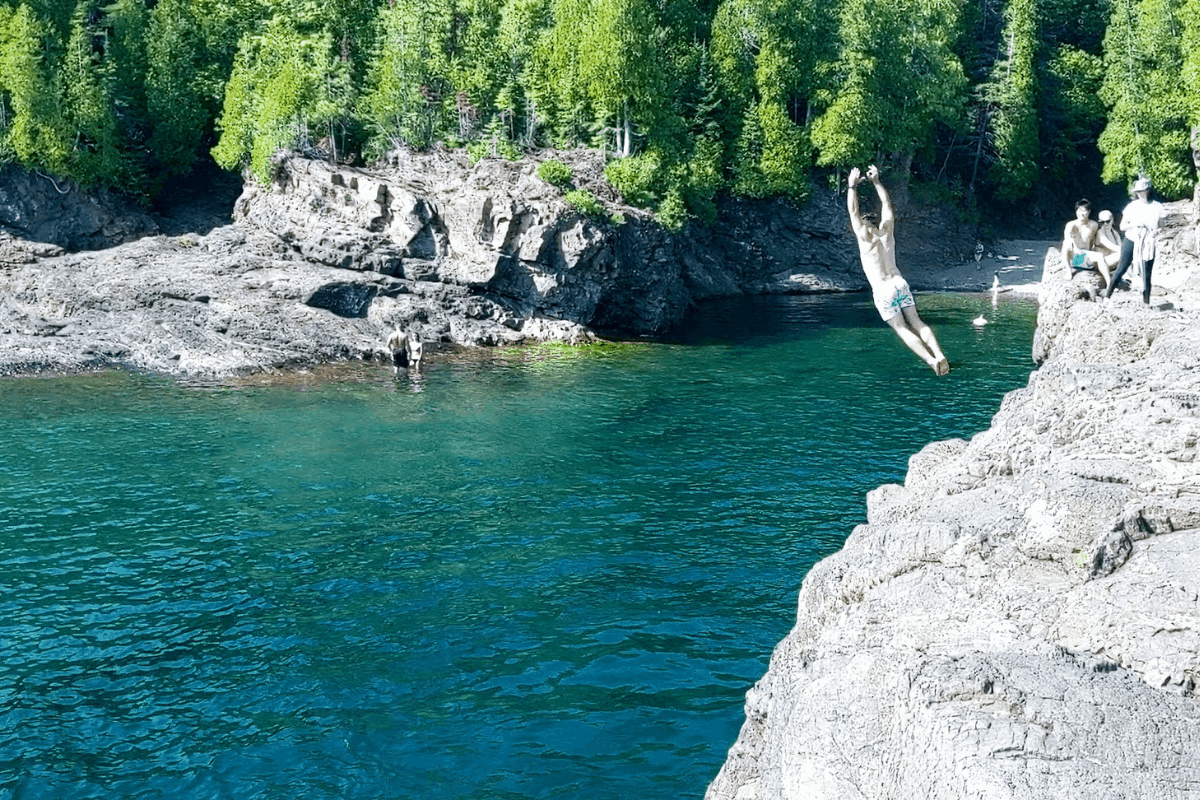 I Cliff Jumped at Marquette's Famed Black Rocks. Yes It Was Cold!