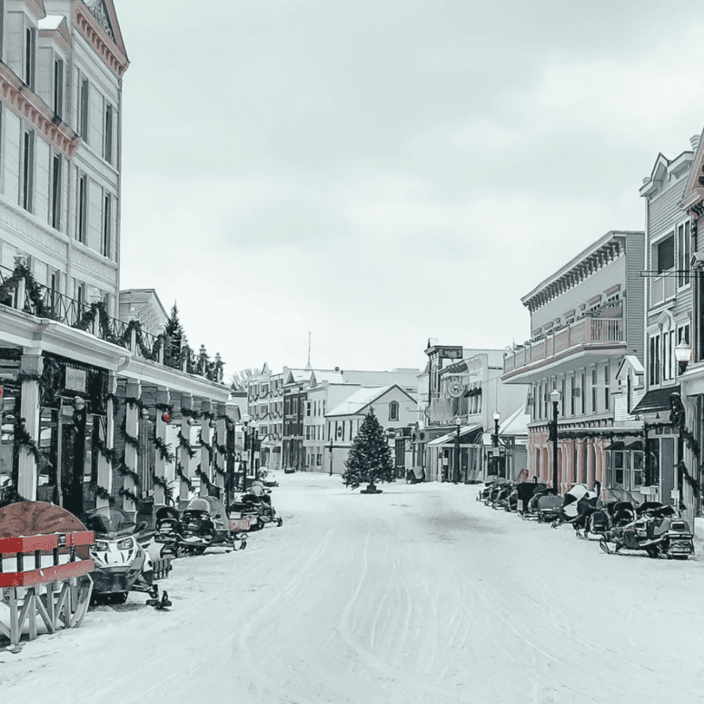 Mackinac Island - Snowmobiling In Michigan, Winter In The Upper Peninsula