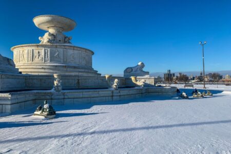 Scott Fountain In Winter Belle Isle Nature Center