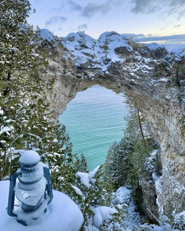 Arch Rock Mackinac Island In The Winter