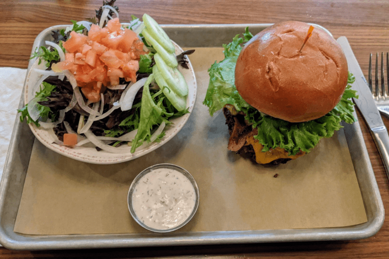 Burger And Salad At Austin Brothers