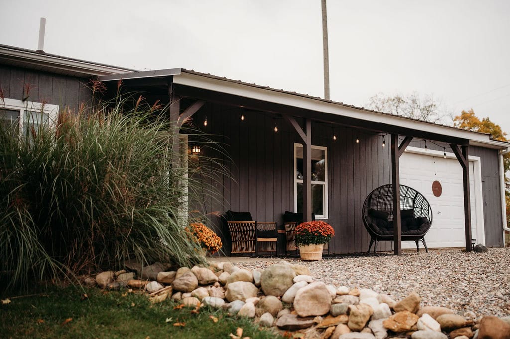 Northfarthing Farms Cottage Hillsdale Michigan Entrance Front Porch Seating 1