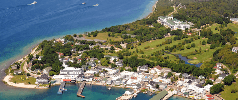 Aerial Photo Of Mackinac Island