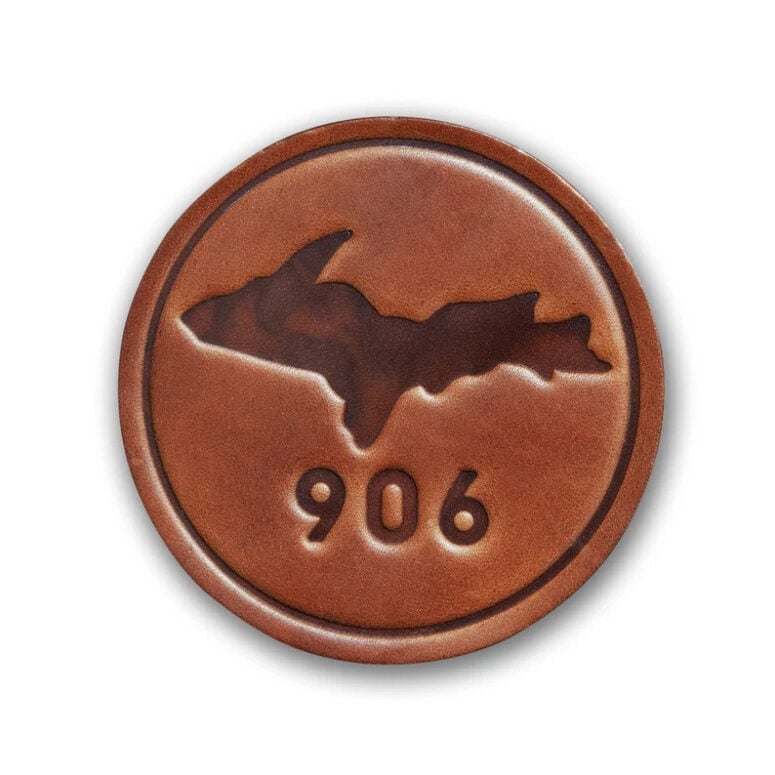 Upper Peninsula 906 Leather Coaster