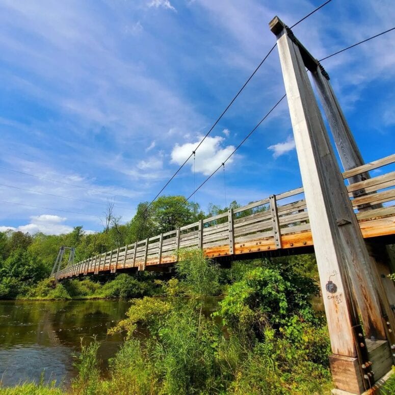 &Quot;Little Mac&Quot; Suspension Bridge Over The Manistee River In Mesick, Mi