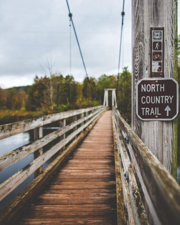 &Quot;Little Mac&Quot; Suspension Bridge Over The Manistee River In Mesick, Mi