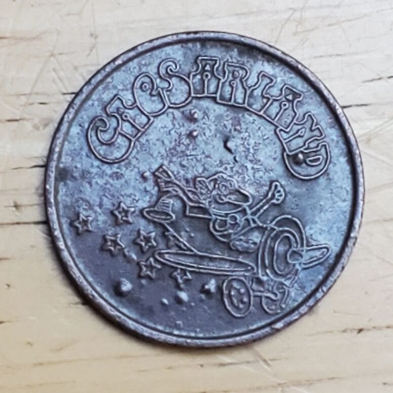 My First Ever Caesarland Token. This Was Little Caesar's Pizza Version Of An Amusement Arcade Store, Chuck E Cheese Style.