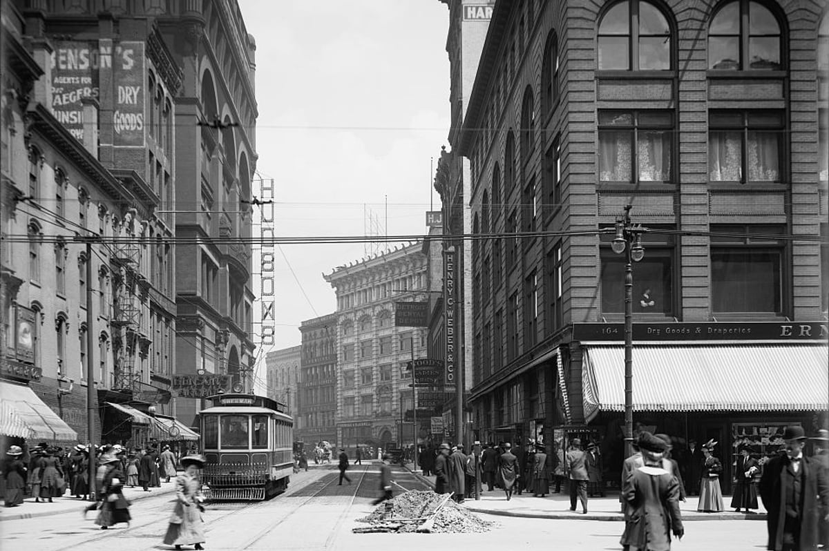 Looking Back In Time - Woodward Ave In Detroit Circa Late 1800S