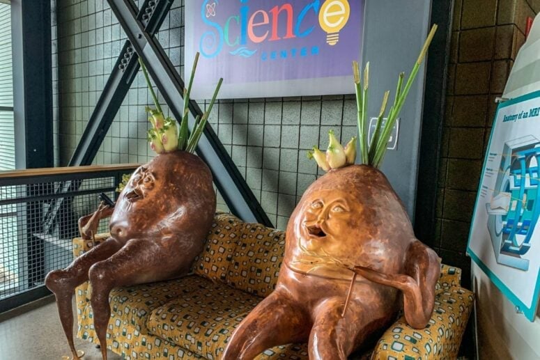 Anthropomorphized Potatoes Sit On A Couch At The Michigan Science Center