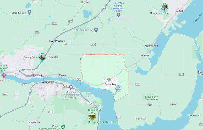 Map Of Dollar Bay Michigan