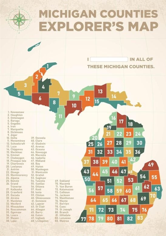 Michigan Counties Numbers Scratched