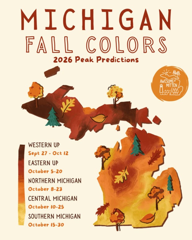 2026 Michigan Peak Fall Color Prediction Map
