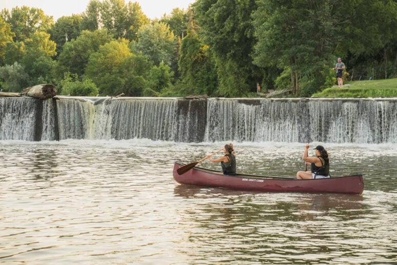 Canoeing The River Raisin At Dundee, Michigan.