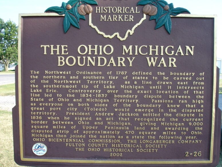Michigan Ohio Boundary War Marker
