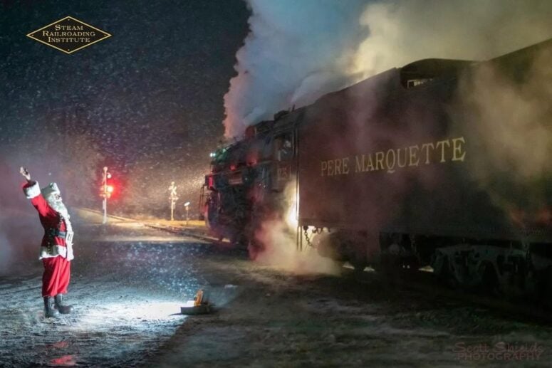 Santa Waving At The Real Polar Express Train Pere Marquette